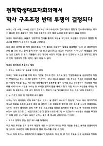 전체학생대표자회의에서  학사 구조조정 반대 투쟁이 결정되다