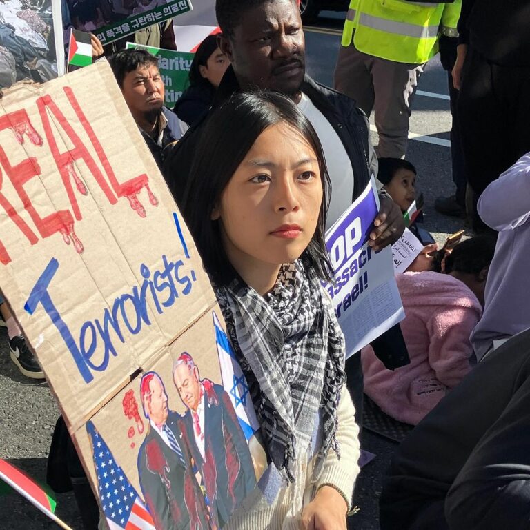 10월 20일 ‘이스라엘 지상군 가자 침공 반대! 이스라엘은 가자지구 폭격 중단하라! 팔레스타인 저항 정당하다!’ 집회와 행진에 참가했습니다! 🇵🇸